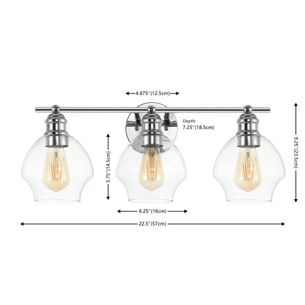 MYLSA, 3 LIGHT, 22.5 INCH, IRON/GLASS WALL SCONCE