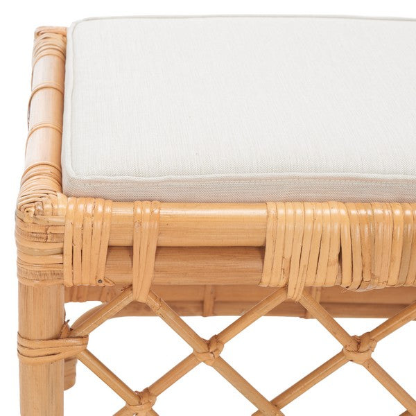 LARROUX RATTAN OTTOMAN W/ CUSHION