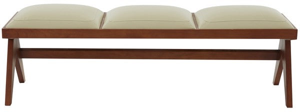 ROSSELLI VEGAN LEATHER AND WOOD BENCH