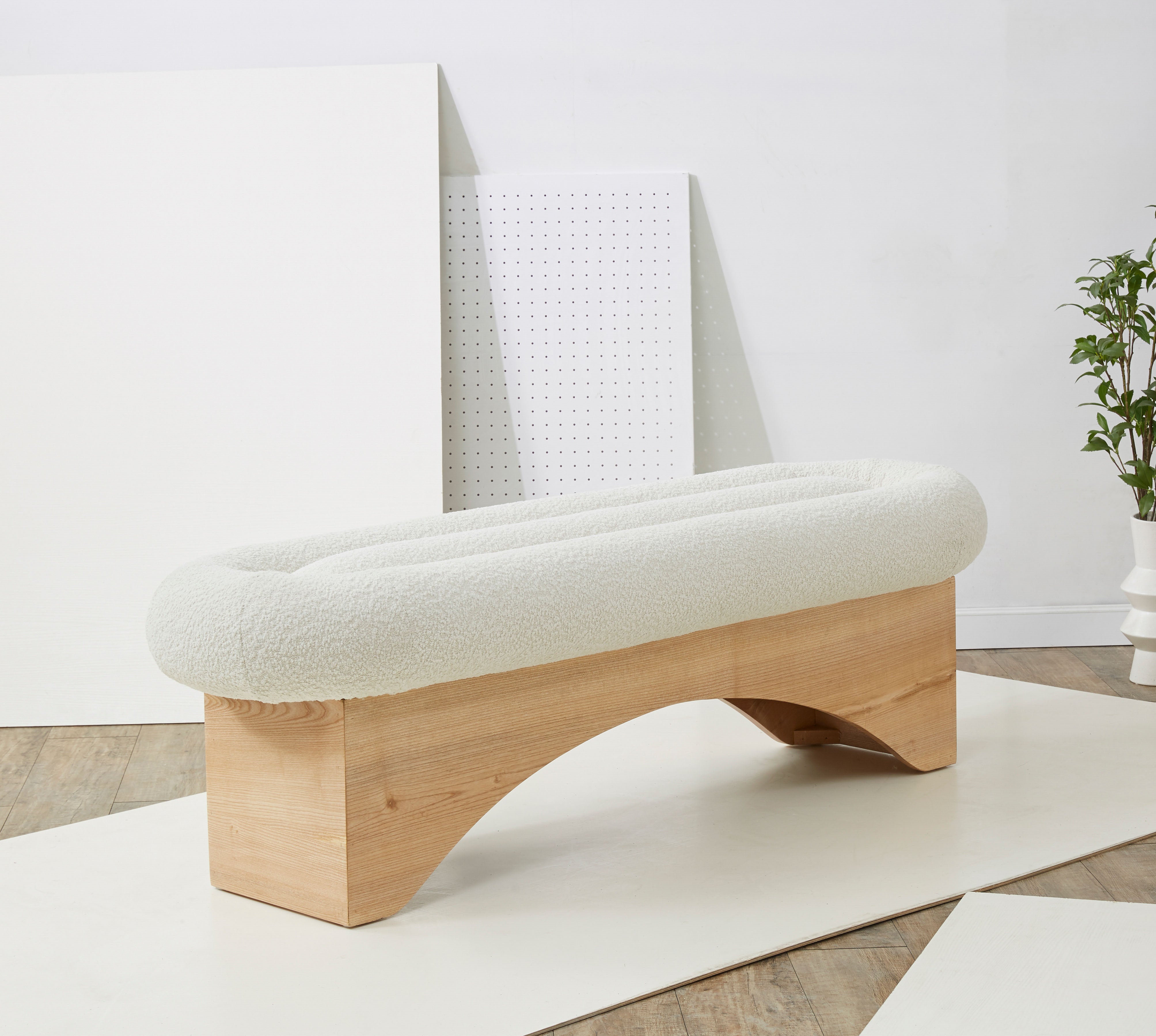 CARSEN BOUCLE AND WOOD BENCH