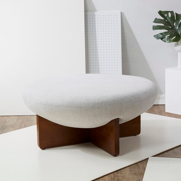 TAILOR ROUND LINEN OTTOMAN